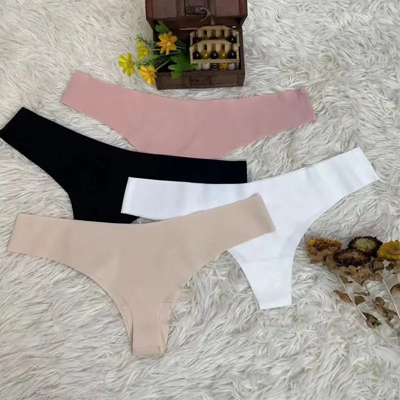 Sexy Lingeries Silk Hot Panties For Women Pink Sex Black Seamless Thong