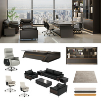 Escritorio Ejecutivo Moderno y Elegante en Forma de L, Escritorio de Oficina de Alta Gama con Superficie de Roble Negro, Muebles de Oficina de Lujo