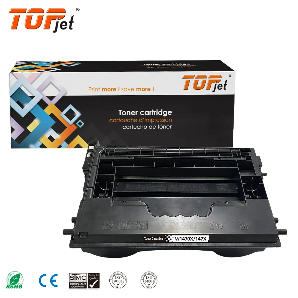 Topjet venta al por mayor 147X W1470X 1470X cartucho de tóner de Color Compatible para impresora láser HP LaserJet Enterprise M612dn M612x