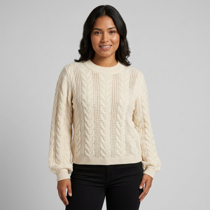 Pull en tricot torsadé pour femme, col rond, manches longues, tricot épais, pull décontracté, mélange de viscose, nylon, polyester, toutes saisons - Product Image 1