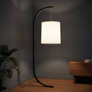Contemporary Iron Rustic Incandescent Table Lamp Off-White Beige Fabric Rectangular Shade <b>Large</b> Living Room Decorative <b>Lighting</b> - Product Image 3