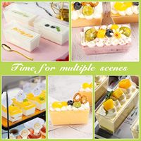 5.3oz/160ml Tasses à dessert transparentes avec couvercles et cuillères Tasses à dessert rectangulaires en plastique réutilisables Bol de service pour desserts Mousses