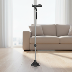 Canne de <span class=keywords><strong>marche</strong></span> légère et réglable en aluminium, embout en caoutchouc antidérapant, hauteur réglable pour les personnes âgées, aide à la mobilité avec sangle de poignet - Product Image 4
