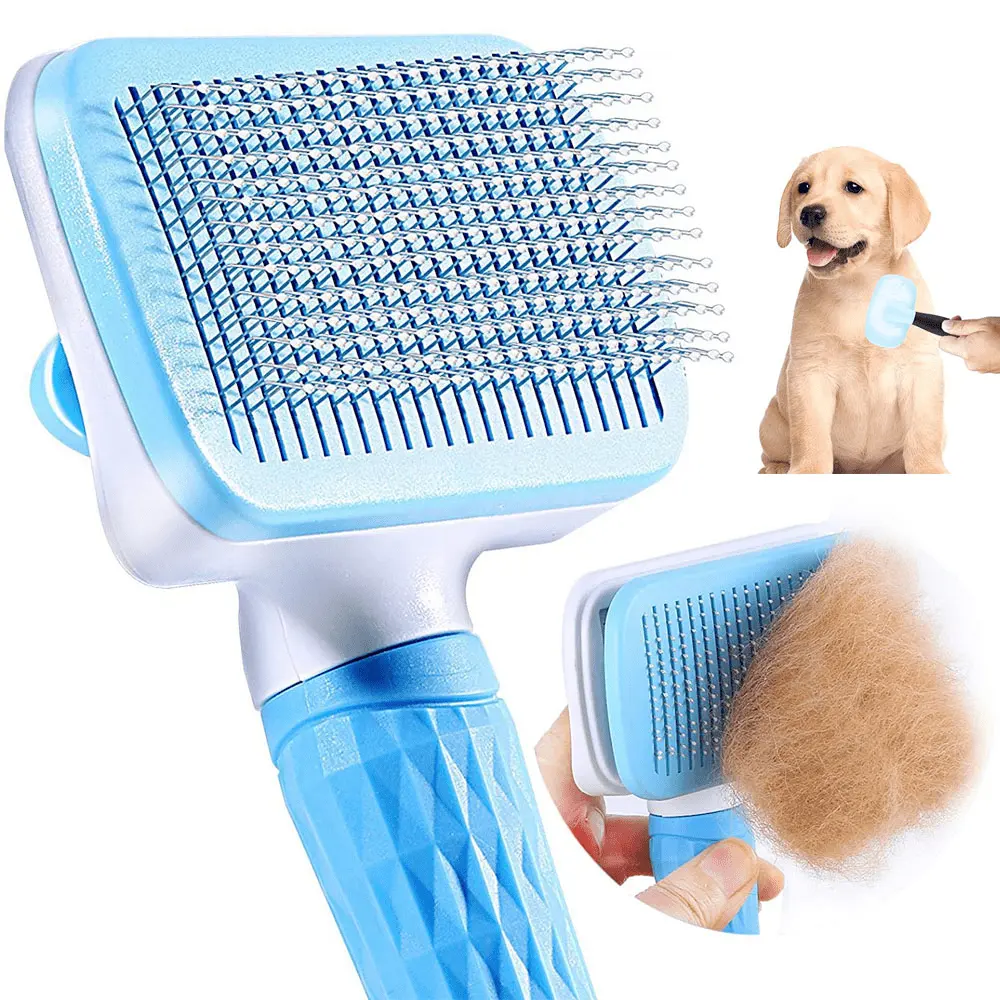 Haute qualité toilettage pour animaux de compagnie brosse à cheveux épilation pour animaux de compagnie peigne chien chat longue broche auto-nettoyage doux Slicker brosse à cheveux