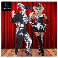 Costume de Harlequin Maléfique pour Adultes S-XL, Robe de Clown Vampire pour Film TV, Tenue de Diable Halloween, Robe de Harlequin à Carreaux pour Cosplay
