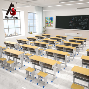 Offres spéciales Table sans dossier pour 2 personnes Fournitures scolaires Bureau et chaise d'école à hauteur réglable en Chine - Product Image 1