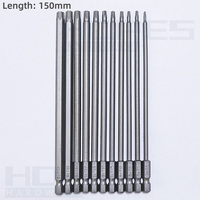 11 pièces T6-T40 embouts de tournevis Torx longueur 75 100 150 200mm 6.35mm tige hexagonale S2 Kit d'outils à main en alliage