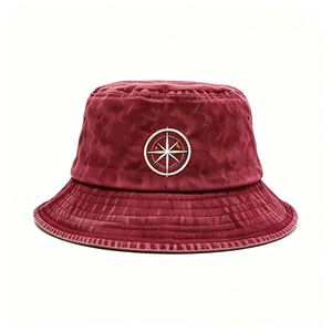 Sombrero de Pescador de Algodón Lavado con Bordado de Brújula, Protección UV, Estilo Vintage Desgastado, para Exteriores, Unisex, Varios Colores - Product Image 2