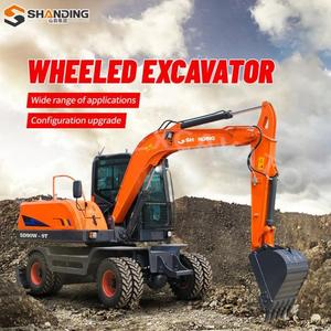 Mini excavadora con ruedas de caucho, envío gratis, certificación CE EPA Euro 5, excavadora de ruedas para granja y hogar, excavadora compacta con cabina de 8.5 y 9 toneladas. - Product Image 1
