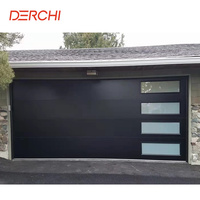 Portes de garage doubles automatiques en verre, acier et aluminium DERCHI, haute performance et prix compétitif pour les zones résidentielles haut de gamme