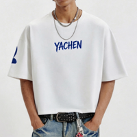 T-shirts personnalisés 300 GSM coupe boxy, T-shirts streetwear surdimensionnés épais, T-shirts imprimés en coton pour hommes à épaules tombantes avec sérigraphie