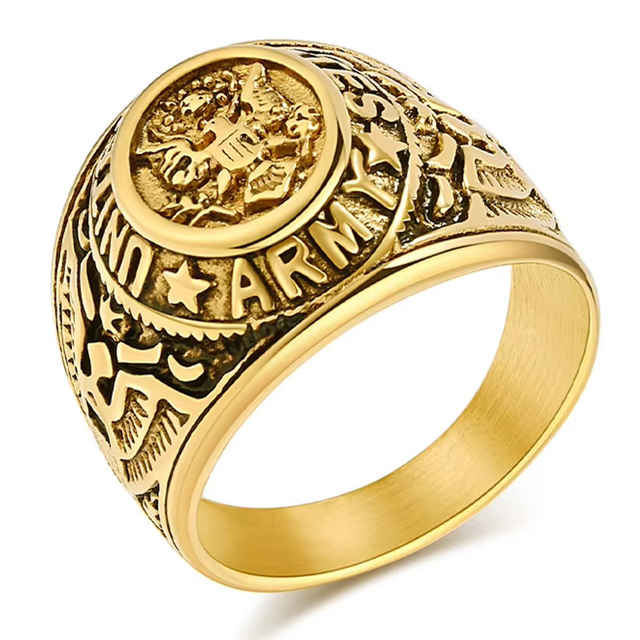 OAHLAN Fashion Jewelry US Emblem Bald Eagle Marine Corps Condor Stainless Steel Rings for Men Wedding Engagement