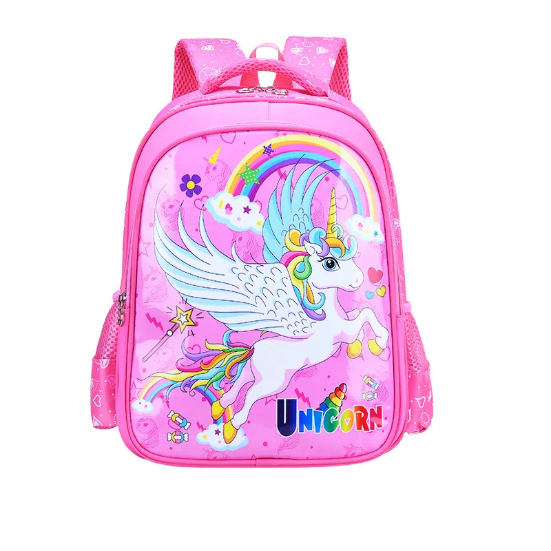 Mochilas escolares personalizadas con estampado de unicornio para niños y niñas, morral escolar de anime, bonito dibujo animado
