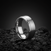 THX Schmuck THX-TD169 8mm Klassischer Polierter und Satiniert Gerillter Wolframcarbid Unisex Ehering Ohne Steine Ohne Beschichtung