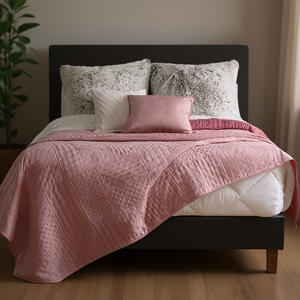 Edredón Ligero Acolchado Individual Color Rosa, Ropa de Cama de Verano de Poliéster - Product Image 2