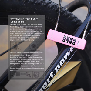 Câble en acier pratique avec cadenas à combinaison 2026 ; Vélo, véhicule électrique, valise, panier, armoire, rangement, chaîne antivol - Product Image 5