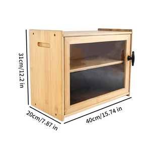 <span class=keywords><strong>Boîte</strong></span> de rangement pour pain <span class=keywords><strong>en</strong></span> bambou à double couche, 15,7 pouces, extra large, avec porte magnétique pour comptoir - Product Image 3