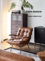 Fauteuil lounge vintage en cuir véritable ciré à l'huile brésilien, style Bauhaus, finition vieillie, pour salon