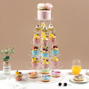 Rak makanan Multi lapis transparan berbentuk menara melingkar kualitas tinggi rak tampilan kue akrilik untuk pernikahan dan ulang tahun - Product Image 3