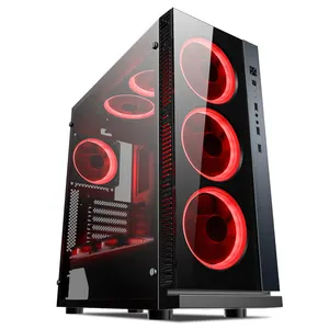 W3 2020 High Quality Big Size Desktop Computer Case Micro and ATX Gaming PC Case With Glass LED Strip Korea