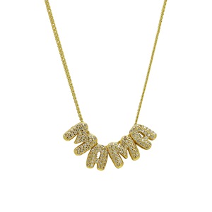 Offre Spéciale exquis mode amour maman lettre collier en laiton plaqué or avec Zircon chaînes à la mode cadeau <span class=keywords><strong>de</strong></span> fête des mères - Product Image 5