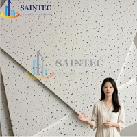 Système de plafond suspendu en plaques de plâtre en laine minérale de style moderne, imperméable, résistant à l'humidité, ignifuge, insonorisant, blanc, ISO9001