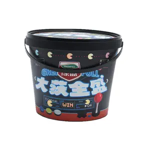 4Lラウンド空PPIML食品グレードカラフルな安いプラスチックバケツヨーグルトアイスクリームクッキーキャンディーギフト