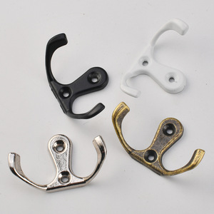 Double <b>Hook</b> Wall Mounted Coat And Cap Hanger Antique Bronze Black White Silver Brass Corner Shape Wardrobe <b>Kitchen</b> Bathroom - Product Image 1