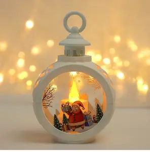 Новый год Детский Ночной свет рождественский Светильник Настольный орнамент Круглый Белый Красный Портативный светодиодный фонарь для Рождественского украшения