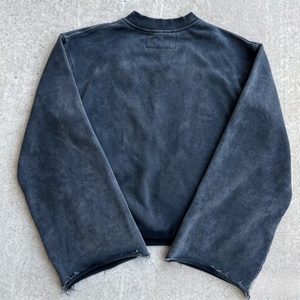 Men's Long Sleeve O-Neck Sweatshirt Regular Fit 100% Cotton <b>Knitted</b> Casual Solid Color Washed Finish - Product Image 2