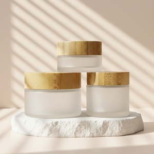 Envase de Crema Facial Cosmética de 30ml 50ml 100ml, Frasco de Vidrio Esmerilado con Tapa de Bambú - Product Image 4