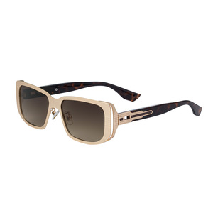 Lunettes de soleil métalliques pour hommes, UV400, anti-reflets, verres PC, monture noire, style carré petit, rétro, punk, protection solaire - Product Image 3