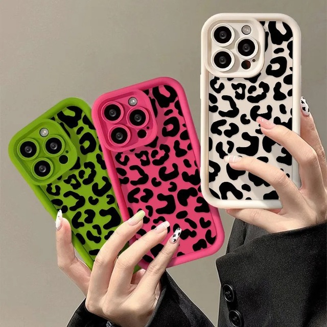 New Leopard Print Shockproof Phone Case with Logo for iPhone 11 12 13 14 15 16 Pro Max Mobile Phone Cases