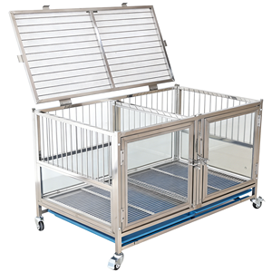 Cage de présentation pliable pour chiens en verre avec structure en acier inoxydable galvanisé respirant – Équipement vétérinaire - Product Image 4