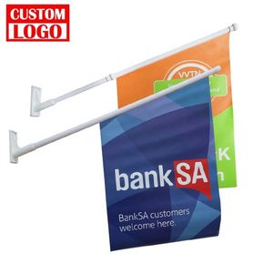 Hot Selling Custom Wall Flag Shop Advertising Promotion 30 Degree Wall Flag With <b>Holder</b> - Product Image 2