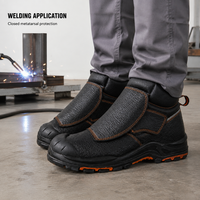 Bottes de sécurité avec protection métatarsienne en acier, en cuir de vachette gaufré, pour le soudage, semelle en caoutchouc PU, chaussures industrielles, vente en gros OEM