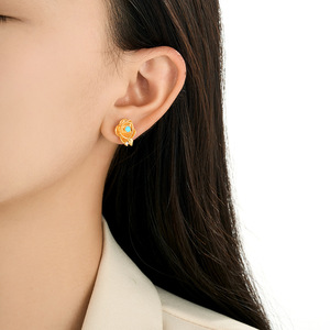Retro Rose <b>Stud</b> <b>Earrings</b> S925 <b>Silver</b> Needle Flower Shape Party Jewelry Women's Fashion <b>Earrings</b> - Product Image 2