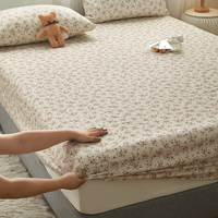 Vente en gros de draps housse 100% coton lot de 3 pièces draps de lit imprimés floraux doux et respirants taie d'oreiller en Percale tissée pour le salon