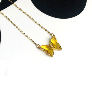 Collares de mariposa de acero inoxidable para mujer con piedras de cristal azul 11 colores Cadenas chapadas en rodio Forma de labio para aniversarios - Product Image 6