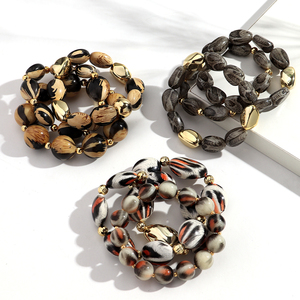 Bracelets géométriques irréguliers à perles, bijoux cool pour hommes, <span class=keywords><strong>bracelet</strong></span> élastique en acrylique à motif serpent en pierre <span class=keywords><strong>plastique</strong></span> pour femmes - Product Image 1