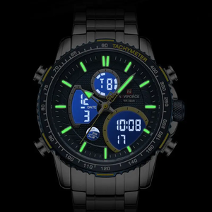 Reloj luminoso <span class=keywords><strong>NAVIFORCE</strong></span> <span class=keywords><strong>9182</strong></span> de alta calidad para hombre, cronógrafo de doble pantalla, reloj de pulsera de cuarzo para hombre, reloj Masculino con fecha - Product Image 2