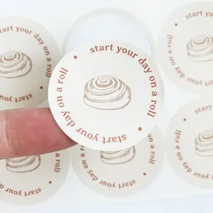 Scatola per torta in tazza personalizzata etichette per imballaggio rotonde Private ecologiche adesivo per alimenti nel deserto per scatola per torte