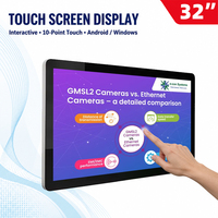 Monitor de montaje en pared con pantalla táctil de 32 pulgadas Rockchip Android Win11, tableta grande todo en uno, paneles interactivos para uso en coche subterráneo