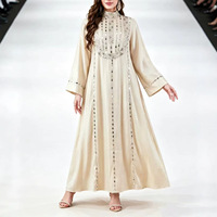 Robe élégante et ample en organza translucide pour femme, coupe trapèze, broderie lourde, nouvelle collection 2026, pour le commerce international