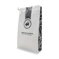 Sac à café refermable 12oz, boîte avec Valve, fond plat, fermeture éclair, UV, blanc mat, sac à café, emballage de stockage des aliments