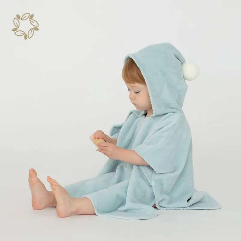 Hoody battaniye çocuklar için yumuşak bebek Cover-up çevre dostu bebek banyo havlusu organik pamuk panço