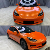 Film d'emballage en vinyle métallique orange ultra brillant avec dégagement d'air auto-adhésif emballage de voiture moto bricolage Film de couleur de changement de voiture