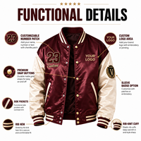 Veste de baseball en satin personnalisée du Bangladesh pour hommes, veste bomber brodée avec logo personnalisé, OEM ODM, fournisseur de streetwear