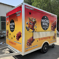 Chariot de vente mobile pour hot-dogs, certifié CE, en tôle galvanisée, facile à utiliser, avec bar intégré et remorque à attacher.