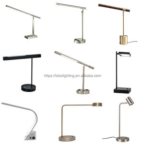 Lámpara de escritorio LED regulable de tacto negro de hotel moderno con puertos de carga USB - Product Image 3